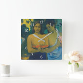 Paul Gauguin - Zwei tahitianische Frauen Quadratische Wanduhr (Zuhause)