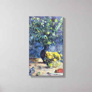 Paul Gauguin Zwei Vasen von Blume und ein Fan Leinwanddruck