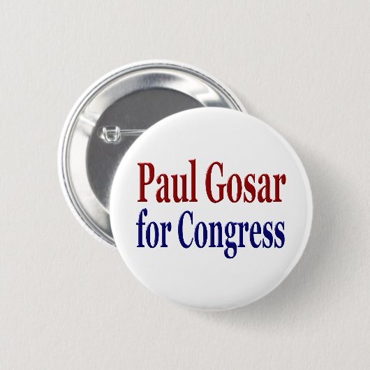 Paul Gosar für den Kongress roter blauer Text Button (Vorne & Hinten)