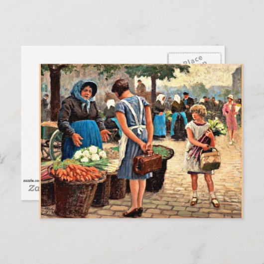 Paul-Gustave Fischer - Auf dem Markt Postkarte (Vorne/Hinten)