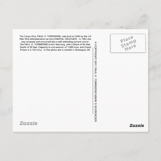 PAUL H. TOWNSEND POSTKARTE (Rückseite)