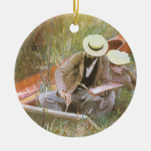 Paul Helleu beim Skizzieren mit seiner Frau von JS Keramik Ornament