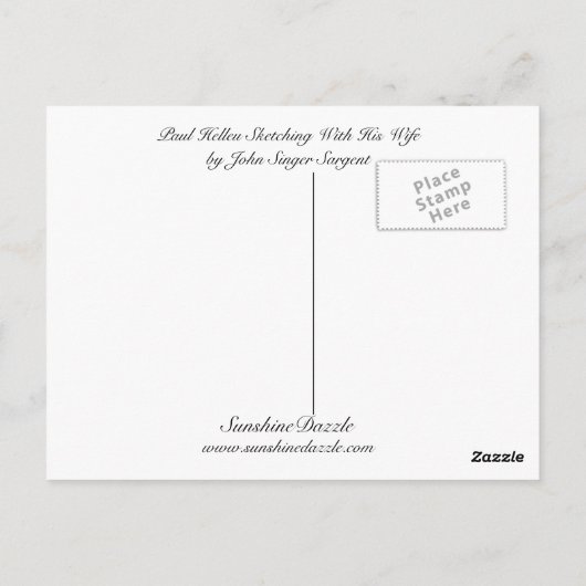 Paul Helleu, der mit seiner Ehefrau skizziert Postkarte (Rückseite)