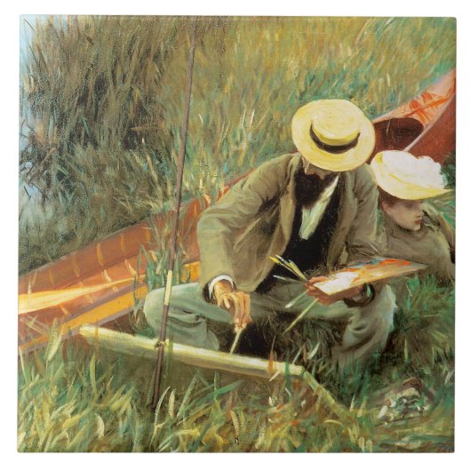 Paul Helleu Sketching mit Seiner Ehefrau Fliese (Vorderseite)