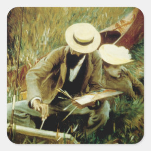 Paul Helleu Sketching mit seiner Ehefrau Quadratischer Aufkleber