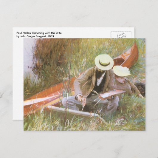 Paul Helleu Sketching mit Seiner Ehefrau von JS Sa Postkarte (Vorne/Hinten)