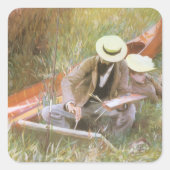Paul Helleu Sketching mit Seiner Ehefrau von JS Sa Quadratischer Aufkleber (Vorderseite)