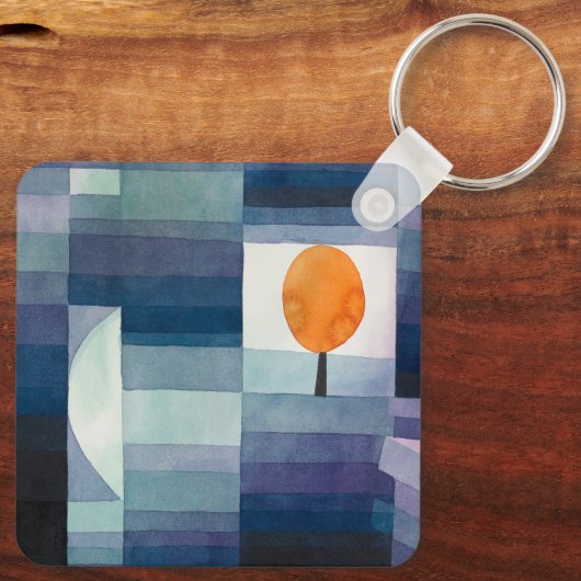 Paul Klee Abstrakt Tree Blue Painting Schlüsselanhänger (Rückseite)