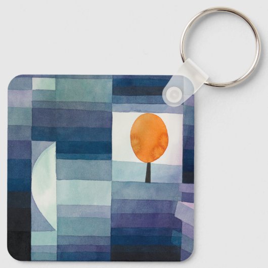 Paul Klee Abstrakt Tree Blue Painting Schlüsselanhänger (Rückseite)