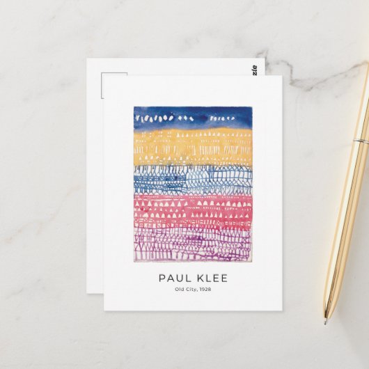 Paul Klee, Altstadt, farbenfrohe moderne Abstrakte Postkarte (Vorderseite/Rückseite Beispiel)
