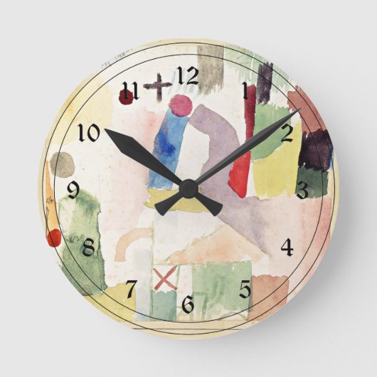 Paul Klee art: Pathetische Wasserfarbe, rot Runde Wanduhr (Vorderseite)