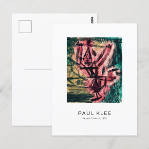 Paul Klee, Feuerclown - Farbige abstrakte Kunst Postkarte