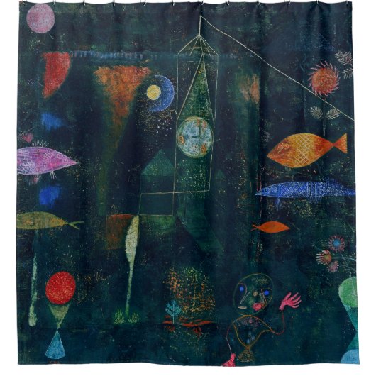 Paul Klee Fish Magic Abstrakte Malerei Grafik Duschvorhang (Vorderseite)