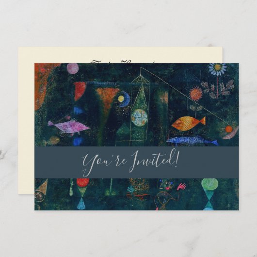 Paul Klee Fish Magic Abstrakte Malerei Grafik Einladung (Vorne/Hinten)