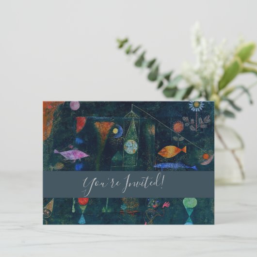 Paul Klee Fish Magic Abstrakte Malerei Grafik Einladung (Stehend Vorderseite)