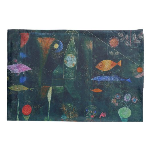 Paul Klee Fish Magic Abstrakte Malerei Grafik Kissenbezug (Rückseite)
