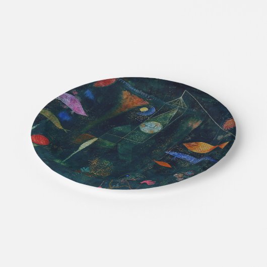 Paul Klee Fish Magic Abstrakte Malerei Grafik Pappteller (Schrägansicht)