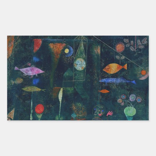Paul Klee Fish Magic Abstrakte Malerei Grafik Rechteckiger Aufkleber (Vorderseite)