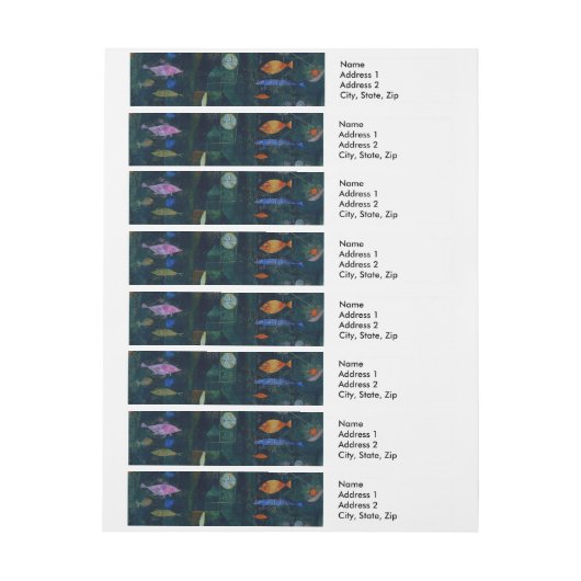 Paul Klee Fish Magic Abstrakte Malerei Grafik Rundum-Adressaufkleber (Bogen)