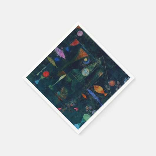 Paul Klee Fish Magic Abstrakte Malerei Grafik Serviette (Ecke)