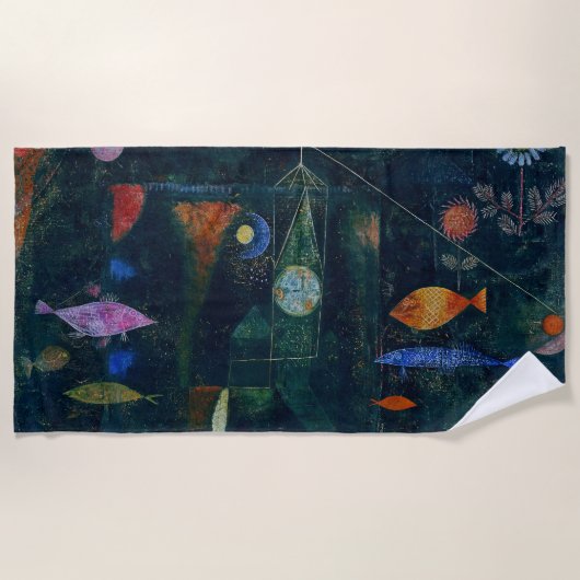 Paul Klee Fish Magic Abstrakte Malerei Grafik Strandtuch (Vorderseite)