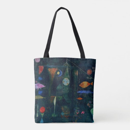 Paul Klee Fish Magic Abstrakte Malerei Grafik Tasche (Rückseite)