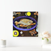 Paul Klee, Gemälde Quadratische Wanduhr (Zuhause)