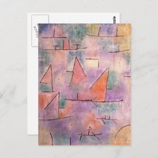 Paul Klee - Hafen mit Segelschiffen Postkarte (Vorne/Hinten)