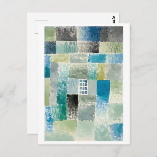 Paul Klee Malerei, "First House in a Settlement" Postkarte (Vorne/Hinten)