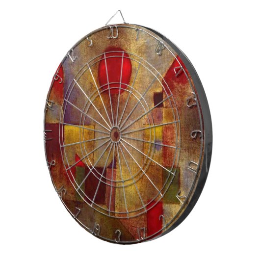 Paul Klee Red Balloon Abstrakte farbenfrohe Kunst Dartscheibe (Vorderseite rechts)