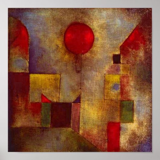 Paul Klee Red Balloon Abstrakte farbenfrohe Kunst Poster (Vorne)