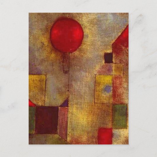 Paul Klee Red Balloon Abstrakte farbenfrohe Kunst Postkarte (Vorderseite)