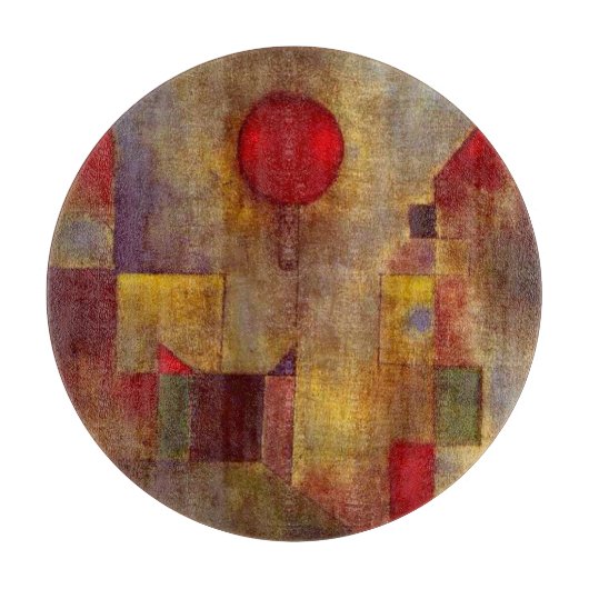 Paul Klee Red Balloon Abstrakte farbenfrohe Kunst Schneidebrett (Vorderseite)
