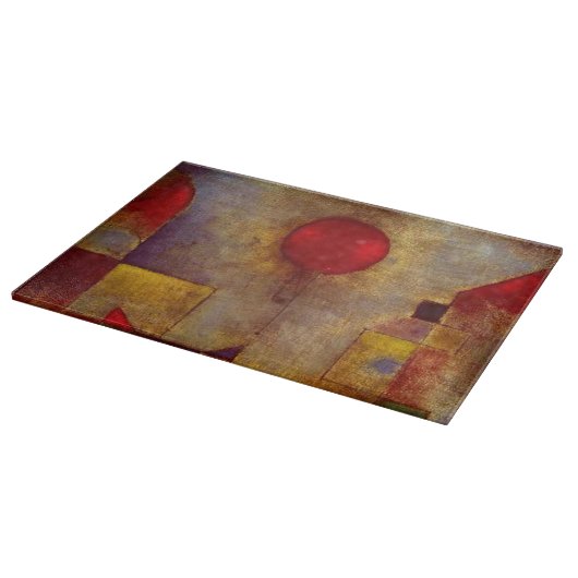 Paul Klee Red Balloon Abstrakte farbenfrohe Kunst Schneidebrett (Ecke)
