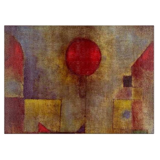 Paul Klee Red Balloon Abstrakte farbenfrohe Kunst Schneidebrett (Vorderseite)