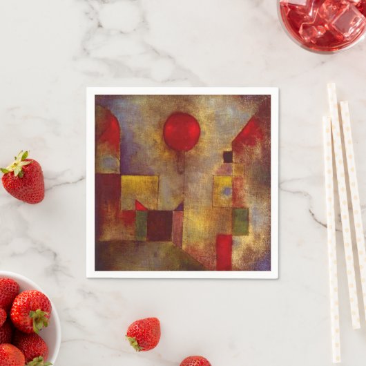 Paul Klee Red Balloon Abstrakte farbenfrohe Kunst Serviette (Beispiel)
