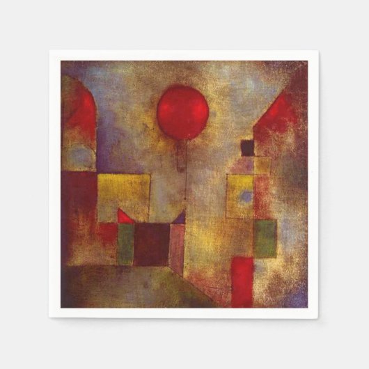 Paul Klee Red Balloon Abstrakte farbenfrohe Kunst Serviette (Vorderseite)