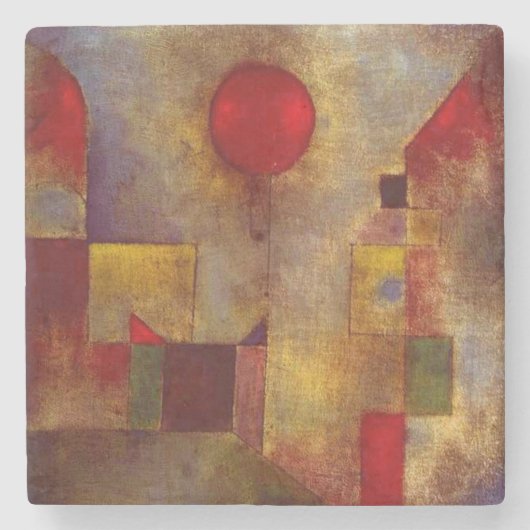 Paul Klee Red Balloon Abstrakte farbenfrohe Kunst Steinuntersetzer (Vorderseite)