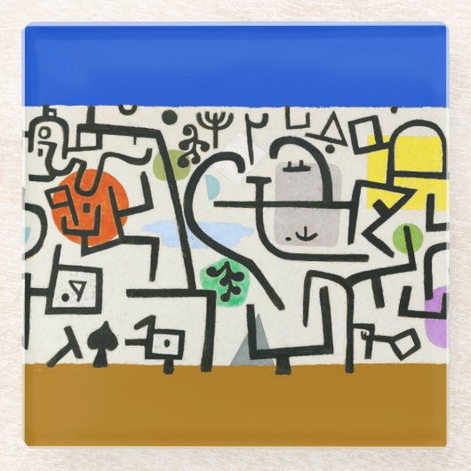 Paul Klee Rich Harbour Abstrakter Expressionismus Glasuntersetzer (Vorderseite)