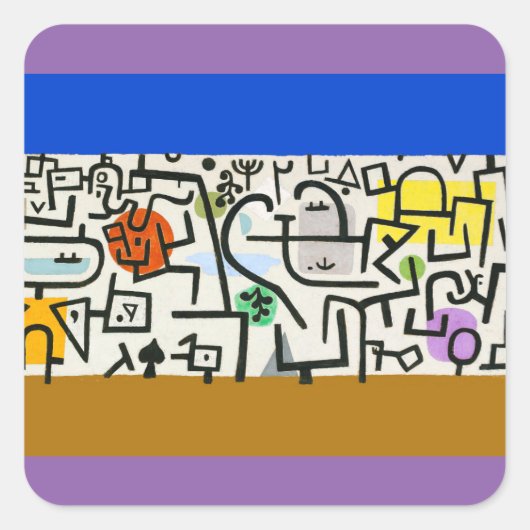 Paul Klee Rich Harbour Abstrakter Expressionismus Quadratischer Aufkleber (Vorderseite)