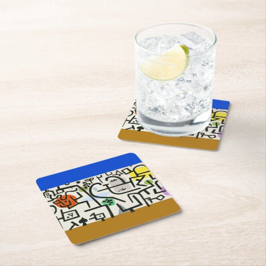 Paul Klee Rich Harbour Abstrakter Expressionismus Rechteckiger Pappuntersetzer (Vor Ort)