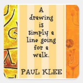 Paul Klee - Zitat und Gemälde Quadratischer Aufkleber (Vorderseite)