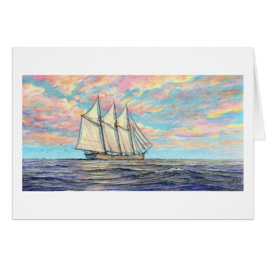 Paul McGehee "A Passing Schooner" Card (Vorderseite (Horizontal))