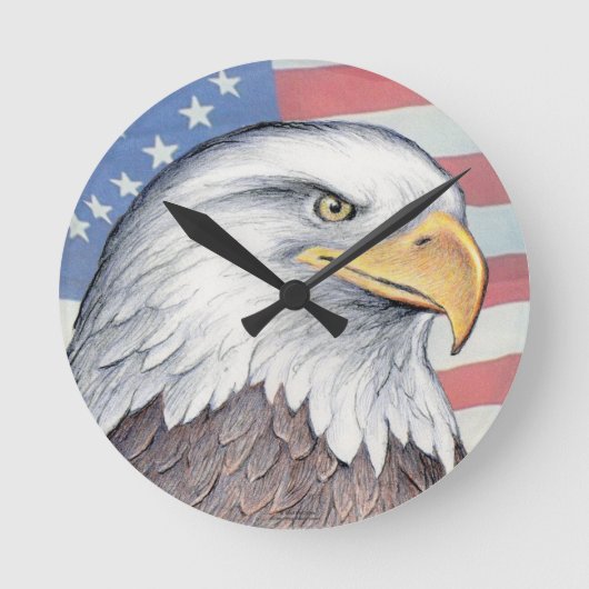 Paul McGehee "American Bald Eagle" Clock Runde Wanduhr (Vorderseite)