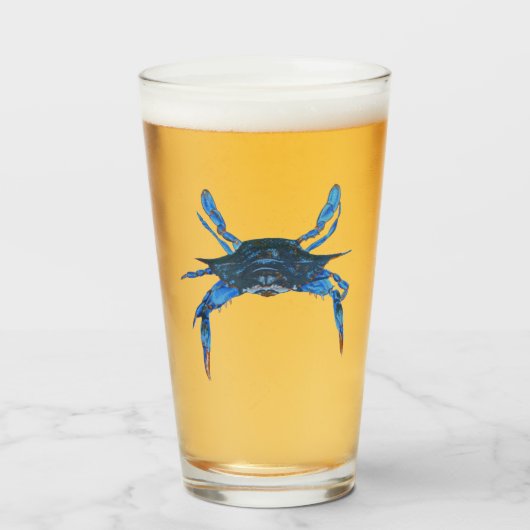 Paul McGehee Blue Crab Bierglas Glas (Vorne (Gefüllt))
