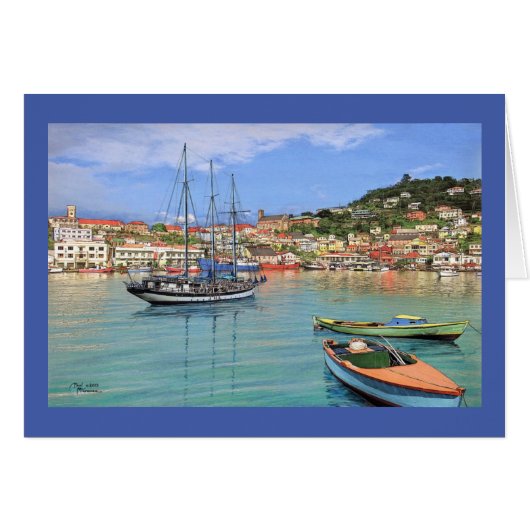 Paul McGehee "Grenada - St. George's Harbor" Card (Vorderseite (Horizontal))