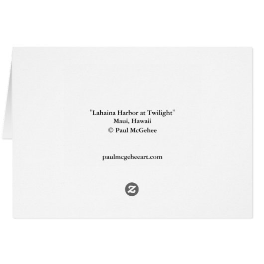 Paul McGehee "Lahaina Harbour at Twilight" Card (Rückseite Horizontal)