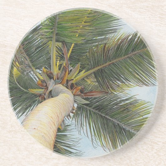 Paul McGehee "Palm Tree" Sandstone Drink Coasters Sandstein Untersetzer (Vorne)