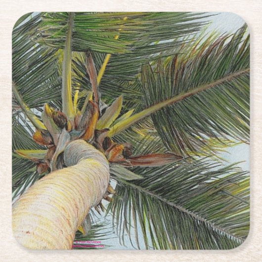 Paul McGehee Trinkküsten "Palm Tree" Rechteckiger Pappuntersetzer (Vorderseite)