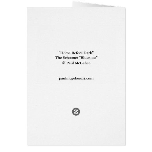 Paul McGehee "Zuhause Before Dark"-Karte (Hinten)